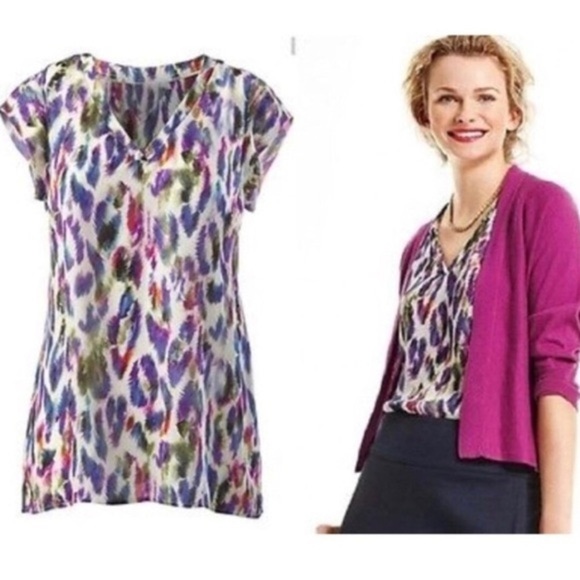 CAbi Tops - Cabi Plume Top Feather Print 5027 Size XS
